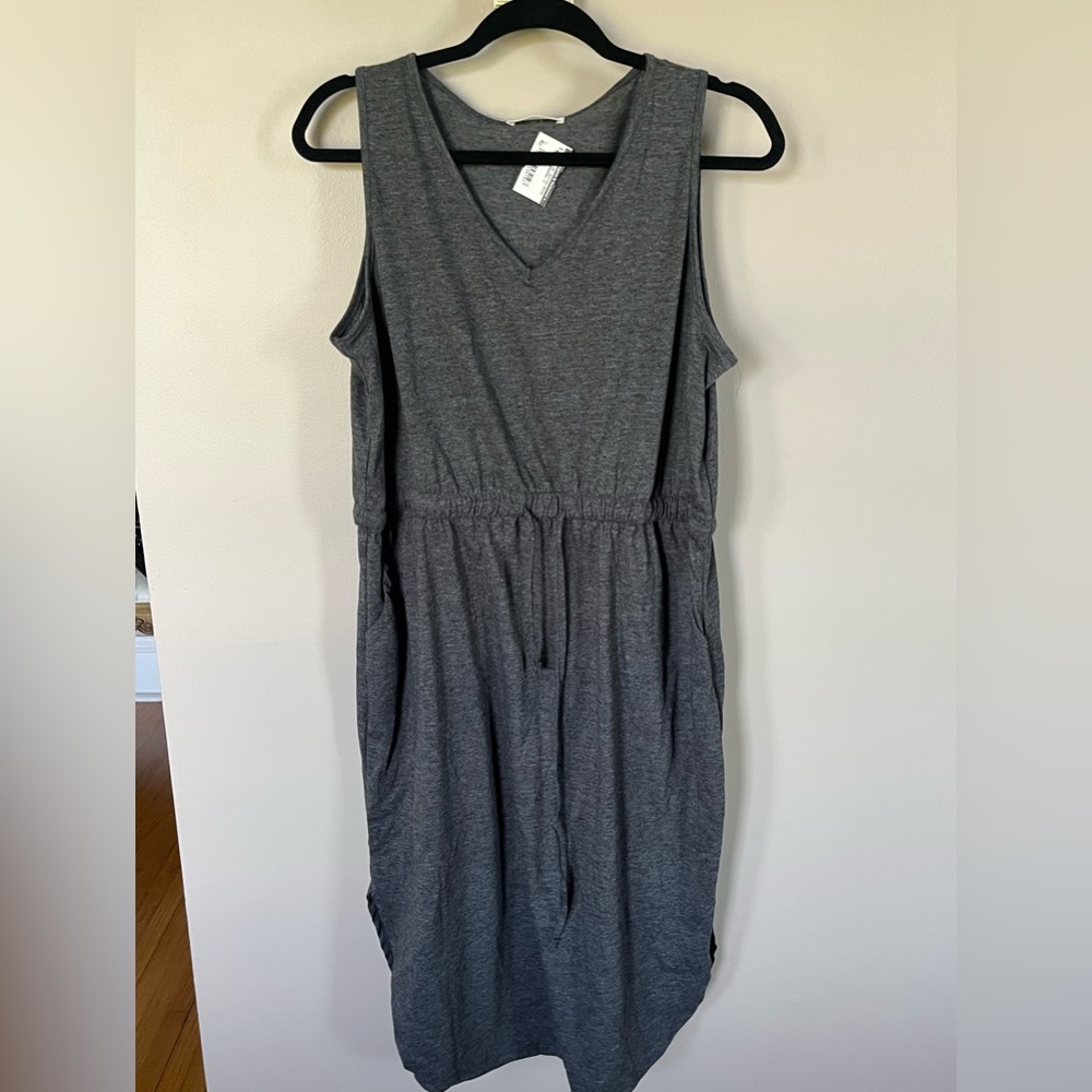 NWT. Zenana 1X summer cotton drawstring dress. Charcoal gray